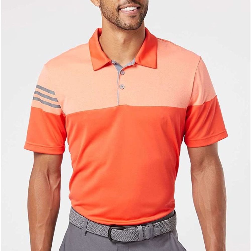 Adidas Men's Heathered 3-Stripes Colorblock Polo - Picture 1 of 9